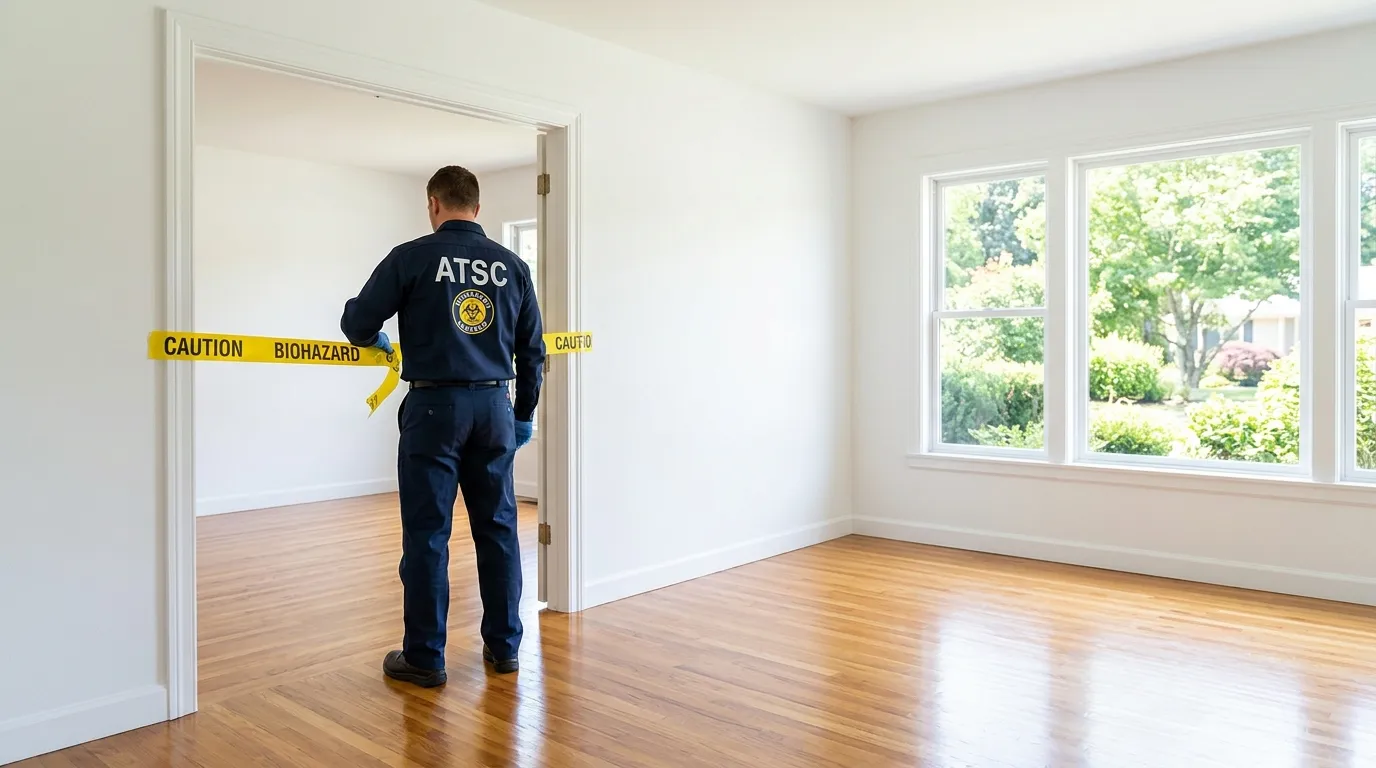 Certified biohazard cleanup crew performing Crime Scene Cleanup in Webster